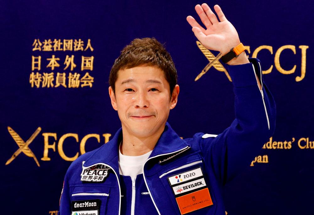 Japanese billionaire Yusaku Maezawa, who returned to Earth last month after a 12-day journey into space, attends a news conference after returning to Japan, at the Foreign Correspondents’ Club of Japan, in Tokyo, Japan January 7, 2022/AFPPix