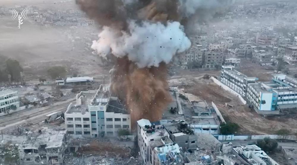An explosion takes place in what Israel military said was a tunnel at AI Shifa Hospital complex before a temporary truce between Israel and Hamas came into effect, in Gaza- REUTERSPIX