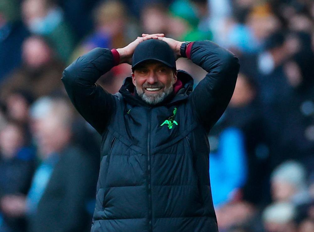 Football - Premier League - Manchester City v Liverpool - Etihad Stadium, Manchester, Britain - November 25, 2023Liverpool manager Juergen Klopp reacts - REUTERSPIX