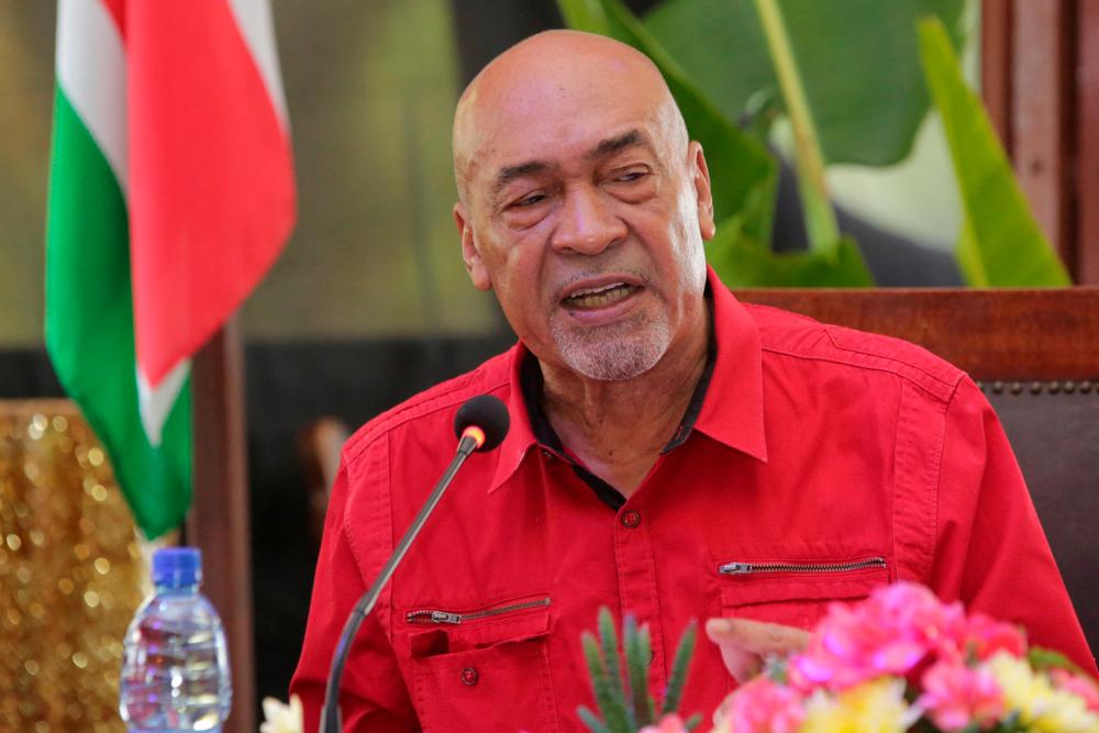 Filepix: Former Suriname president Desi Bouterse speaks during a news conference after the Court Martial of Suriname confirmed a 20-year jail sentence for his involvement in the murder of 15 people while he ruled in 1982 during his military government, in Paramaribo, Suriname August 31, 2021/REUTERSPix