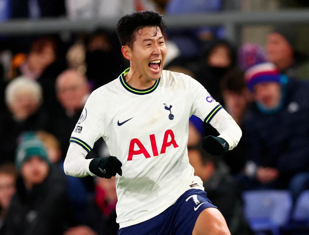 FILE PHOTO: Football - Premier League - Crystal Palace v Tottenham Hotspur - Selhurst Park, London, Britain - January 4, 2023 Tottenham Hotspur's Son Heung-min celebrates scoring their fourth goal - REUTERSPIX