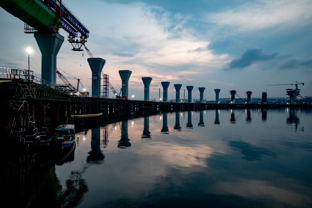 A view shows the Johor Bahru – Singapore Rapid Transit System (RTS) link project site, which connects the marine viaduct between Malaysia and Singapore at the Straits of Johor, Malaysia-Singapore border January 11, 2024/REUTERSPix