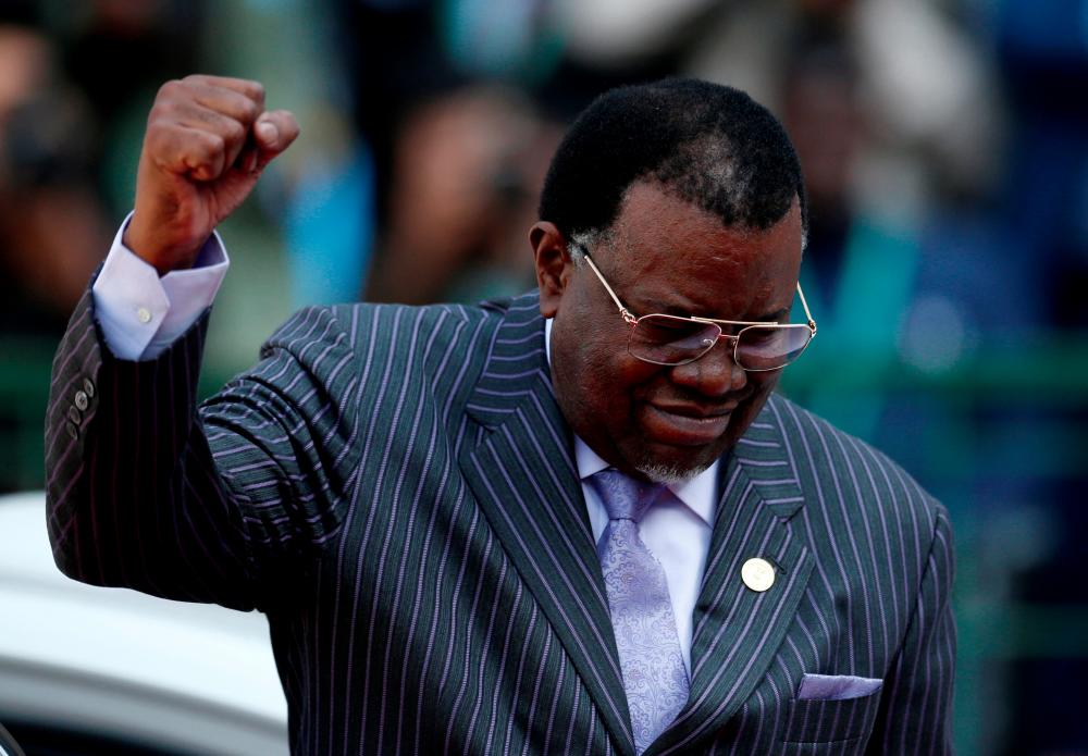 Namibia's President Hage Geingob arrives for the inauguration of Cyril Ramaphosa as South African president, at Loftus Versfeld stadium in Pretoria, South Africa May 25, 2019. - REUTERSPIX