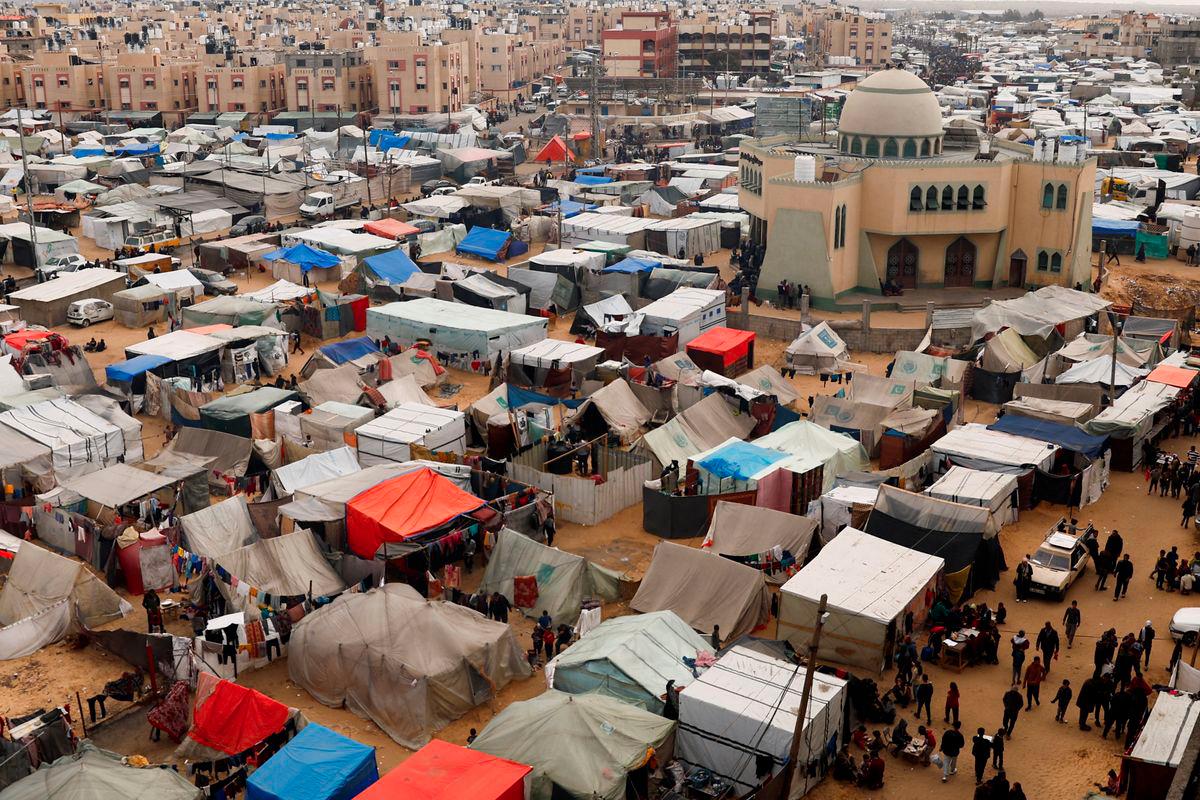 Displaced Palestinians, who fled their houses due to Israeli strikes, shelter at a tent camp, amid the ongoing conflict between Israel and Hamas, in Rafah in the southern Gaza Strip, February 27, 2024. - REUTERSPIX