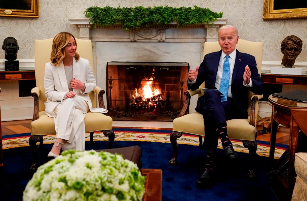 U.S. President Joe Biden speaks during a meeting with Italy’s Prime Minister Giorgia Meloni in the Oval Office at the White House in Washington, U.S., March 1, 2024/REUTERSPix