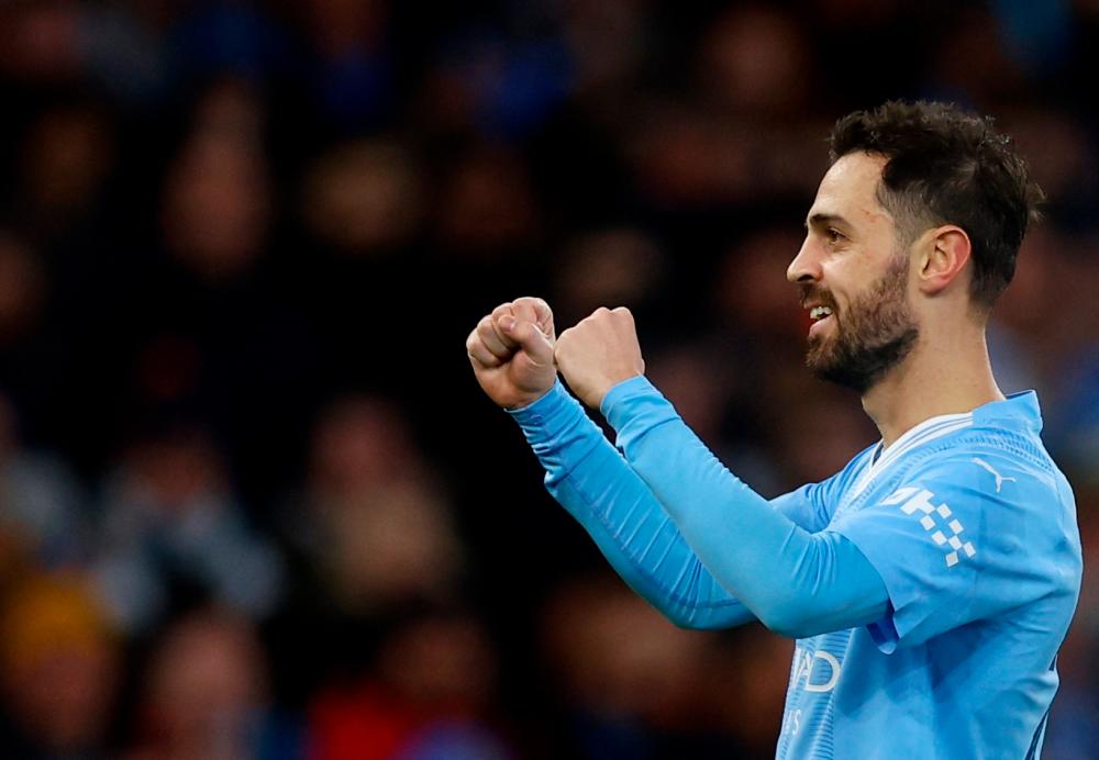 Manchester City’s Bernardo Silva celebrates scoring their second/REUTERSPix