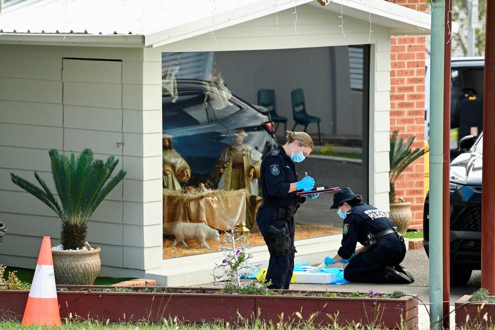 Police investigate at the Assyrian Christ The Good Shepherd Church after a knife attack took place during a service the night before, in Wakeley in Sydney, Australia, April 16, 2024/ REUTERSPix
