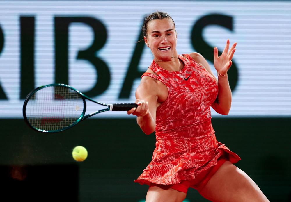 Tennis - French Open - Roland Garros, Paris, France - May 28, 2024 Belarus' Aryna Sabalenka in action during the first round match against Russia's Erika Andreeva - REUTERSPIX