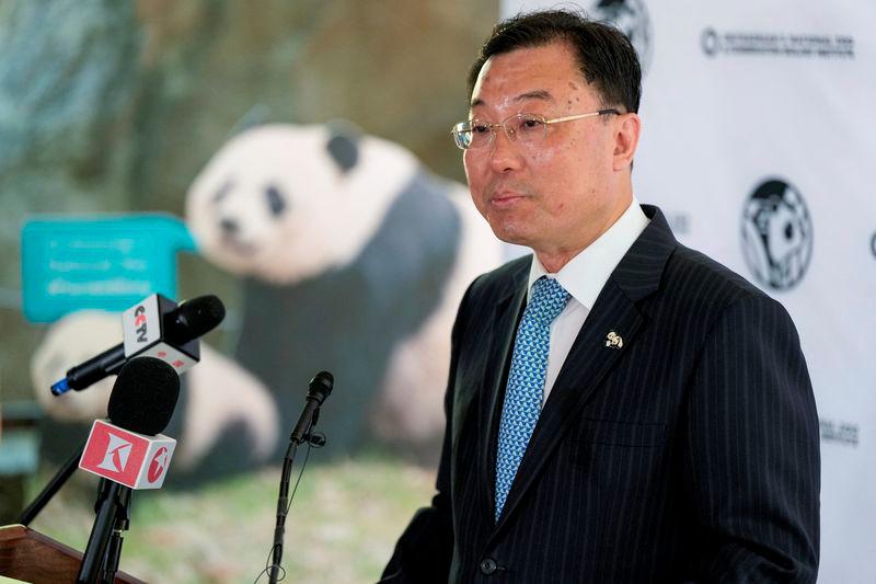 China's ambassador to the United States Xie Feng speaks to the media as he and staff members from The National Zoo and Conservation Biology Institute (NZCBI) announce that China will send two young giant pandas to the United States, during an update on the future of the giant panda conservation program at the Smithsonian's National Zoo in Washington, U.S., May 29, 2024. - REUTERSPIX