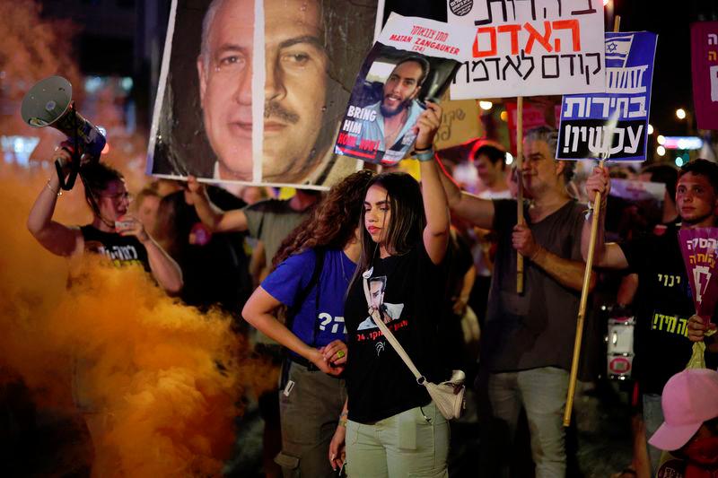 Demonstration against Prime Minister Benjamin Netanyahu’s government in Tel Aviv - REUTERS