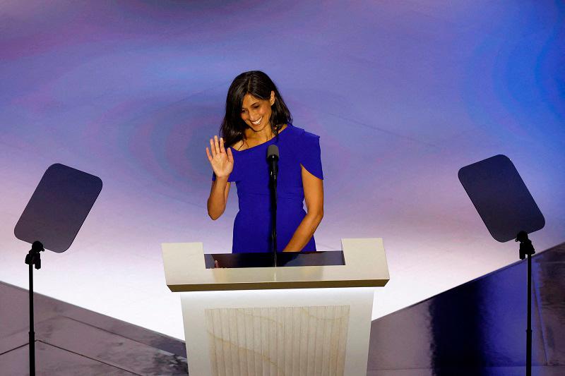 Usha Chilukuri Vance, wife of Vice Presidential Nominee Senator J.D. Vance (R-OH), speaks on Day 3 of the Republican National Convention (RNC), at the Fiserv Forum in Milwaukee, Wisconsin, U.S., July 17, 2024. - REUTERSpix