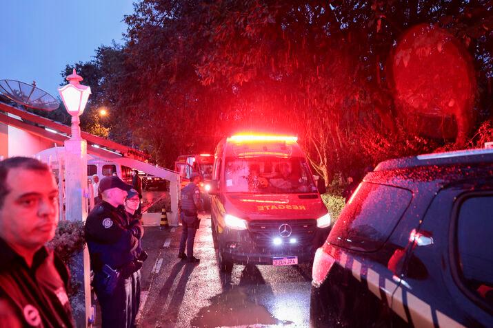 Authorities arrive at the site of a turboprop plane crash where all passengers and crew on board died, in Vinhedo, Brazil August 9, 2024. REUTERSPIX