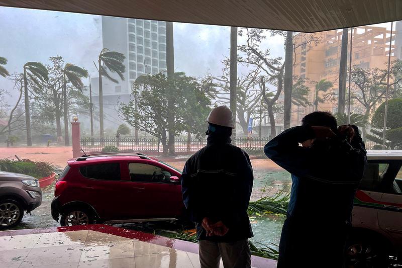 Rescue workers stand due to the impact of Typhoon Yagi, in Do Son district, Hai Phong city, Vietnam, September 7, 2024. REUTERSPIX