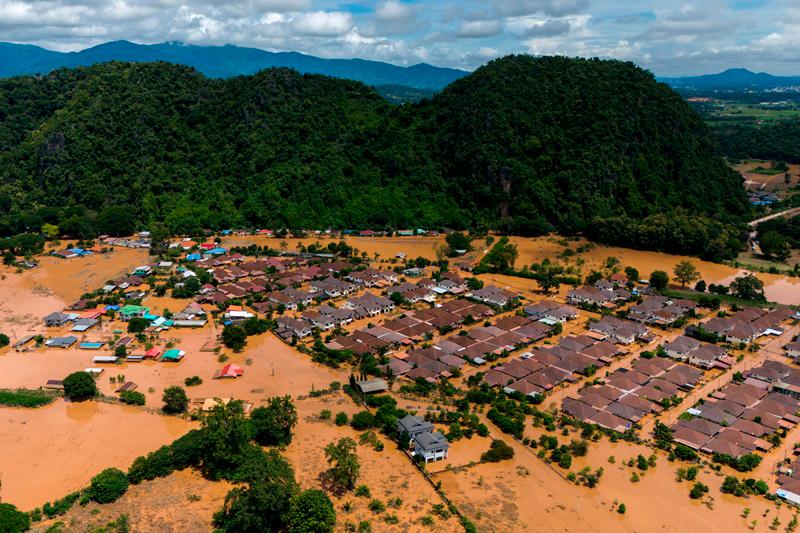 A drone view shows a flooded area following the impact of Typhoon Yagi, in Chiang Rai in the northern province of Thailand, September 13, 2024. - REUTERS/Anupong Intawong