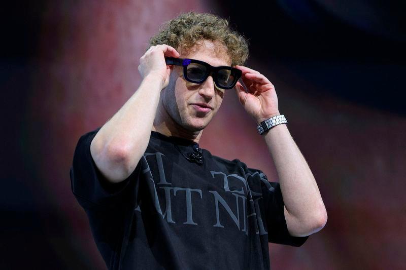 Meta CEO Mark Zuckerberg presents Orion AR Glasses, as he makes a keynote speech during the Meta Connect annual event, at the company’s headquarters in Menlo Park, California, U.S. September 25, 2024. REUTERSPIX