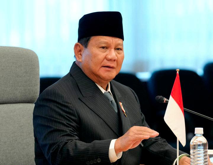 FILE PHOTO: Indonesian Defense Minister and President-elect Prabowo Subianto talks with Japanese Defense Minister Minoru Kihara (not pictured) at the start of their talks at the Defense Ministry in Tokyo, Japan, April 3 2024. - REUTERSPIX