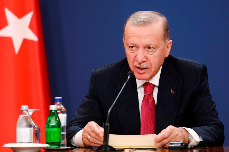 Turkish President Tayyip Erdogan attends a press conference with Serbian President Aleksandar Vucic in Belgrade, Serbia, October 11, 2024. - REUTERS/Zorana Jevtic