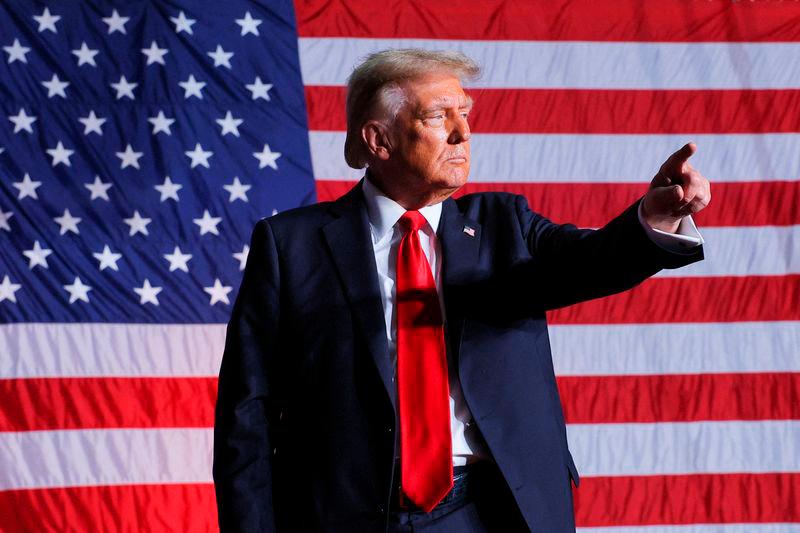 Republican presidential nominee and former U.S. President Donald Trump gestures on the day of a campaign rally in Greensboro, North Carolina - REUTERSpix