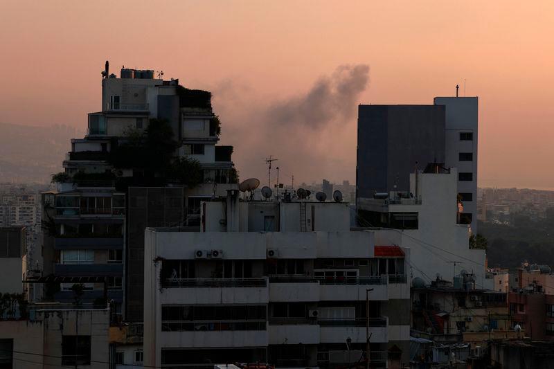 Smoke rises from Beirut southern suburbs after an Israeli strike, amid the ongoing hostilities between Hezbollah and Israeli forces, as seen from Achrafieh, Lebanon - REUTERSpix