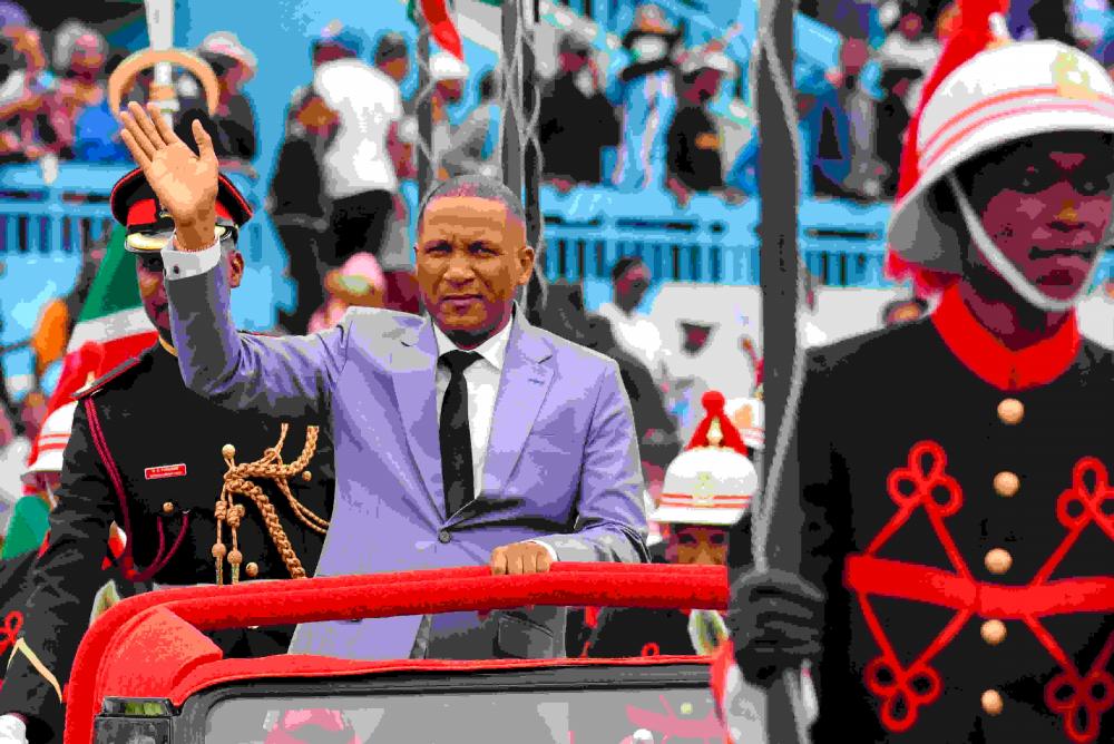 Newly elected president of Botswana, Duma Boko waves to supporters during his inauguration ceremony in Gaborone, Botswana November 8, 2024. Reuterspix