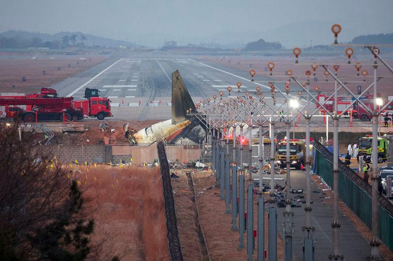 The wreckage of the Jeju Air aircraft that went off the runway and crashed lies at Muan International Airport, in Muan, South Korea, December 30, 2024. - REUTERSPIX