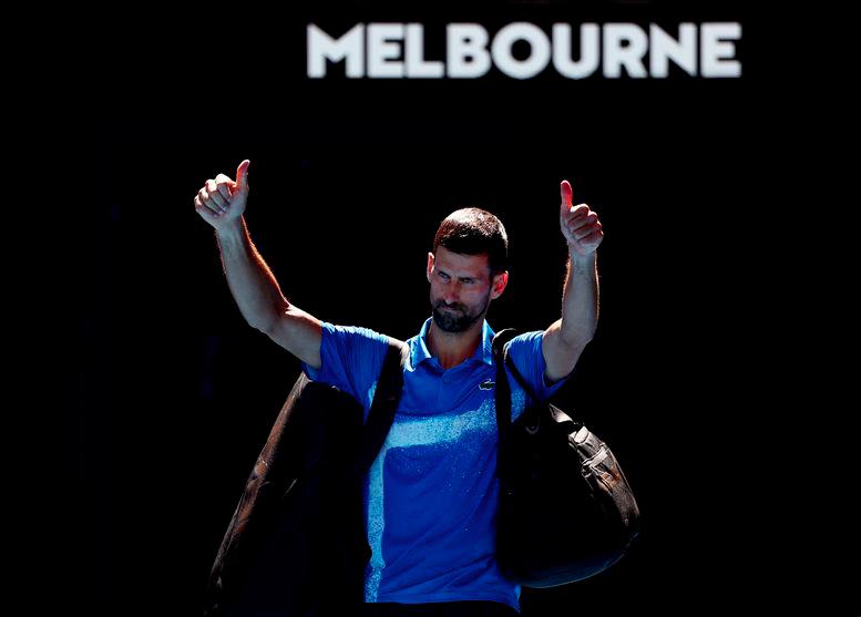 Tennis - Australian Open - Melbourne Park, Melbourne, Australia - January 24, 2025Serbia's Novak Djokovic gestures to the crowd as he leaves the court after retiring from his semi final match against Germany's Alexander Zverev - REUTERSPIX