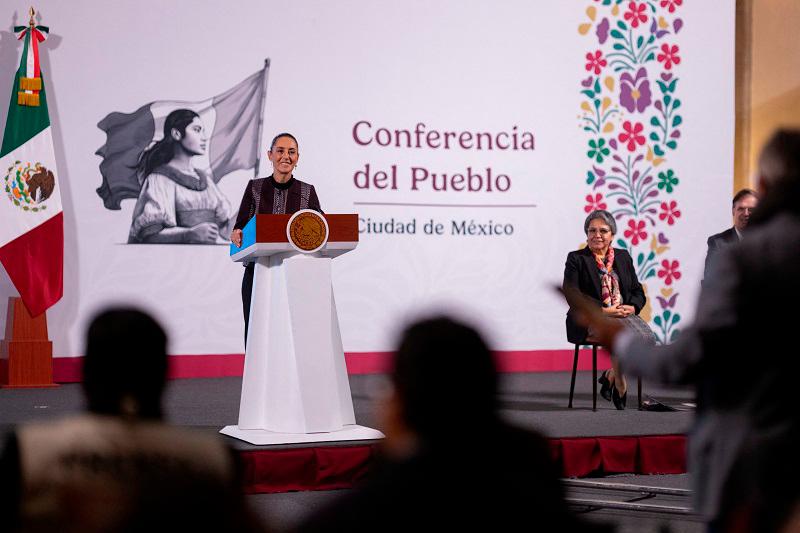 Mexico’s President Claudia Sheinbaum speaks during a press conference where she said she will wait with a cool head for a decision from the U.S. ahead of a deadline set by U.S. President Donald Trump to impose 25% tariffs on Canadian and Mexican imports, at the National Palace in Mexico City, Mexico January 31, 2025. - Mexico Presidency/Handout via REUTERS