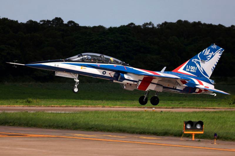 An AIDC T-5 Brave Eagle, Taiwan’s first locally manufactured advanced jet trainer, takes off in Taichung, Taiwan, June 22, 2020. - REUTERSPIX