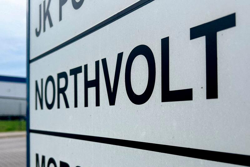 A sign shows the name of battery maker Northvolt outside one of its production facilities in Gdansk, Poland, October 21, 2024. REUTERSpix