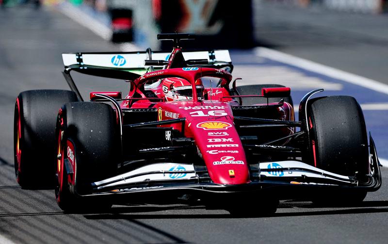 Ferrari’s Charles Leclerc during practice. REUTERSpixS