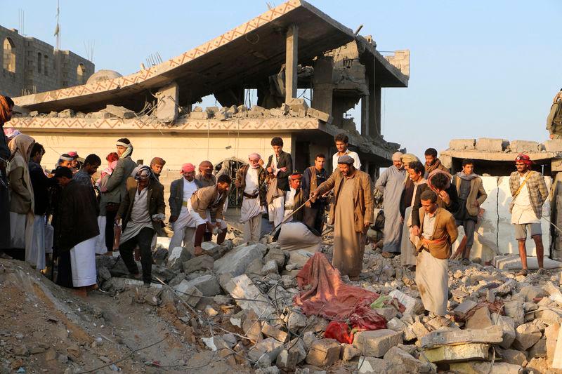 People gather on the rubble of a house hit by a U.S. strike in Saada, Yemen March 16, 2025. REUTERSpixS