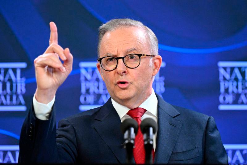 FILEpix: Australian Prime Minister Anthony Albanese gestures during his speech at the National Press Club in Canberra, Australia, April 30, 2025. REUTERSpix
