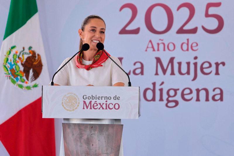 Mexico’s President Claudia Sheinbaum speaks during an event in Texcoco, Mexico May 3, 2025. Mexico Presidency/Handout via REUTERSpix