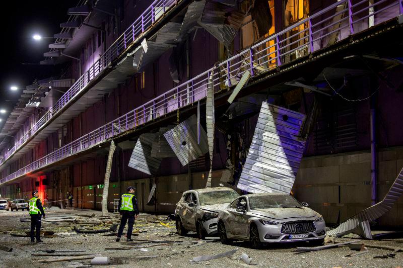Policemen inspect a shopping mall that was damaged during a Russian drone attack amid Russia’s attack on Ukraine, in Kyiv, Ukraine, May 4, 2025. REUTERSpix