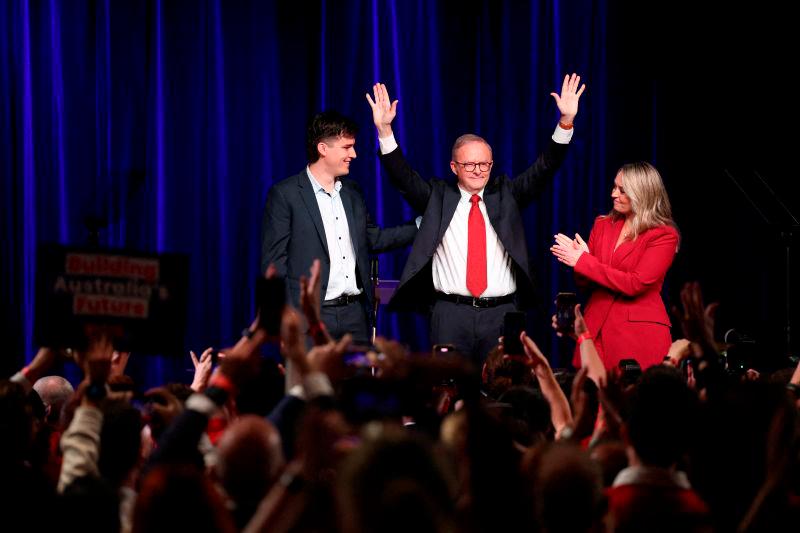 :Australia’s Prime Minister Anthony Albanese celebrates at a Labor party election night event, after local media projected the Labor Party’s victory, on the day of the Australian federal election, in Sydney, Australia, REUTERSpix