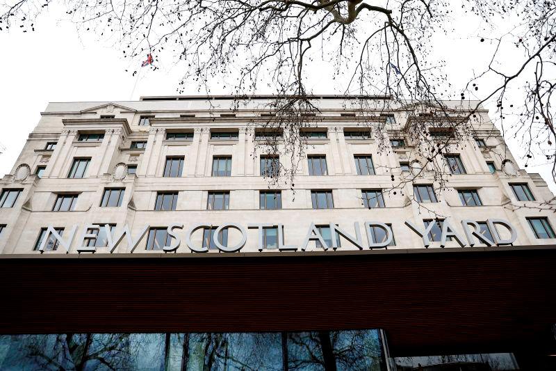 : A general view of a signage outside New Scotland Yard, the headquarters of the Metropolitan Police, in London, Britain March 21, 2023. REUTERSpix