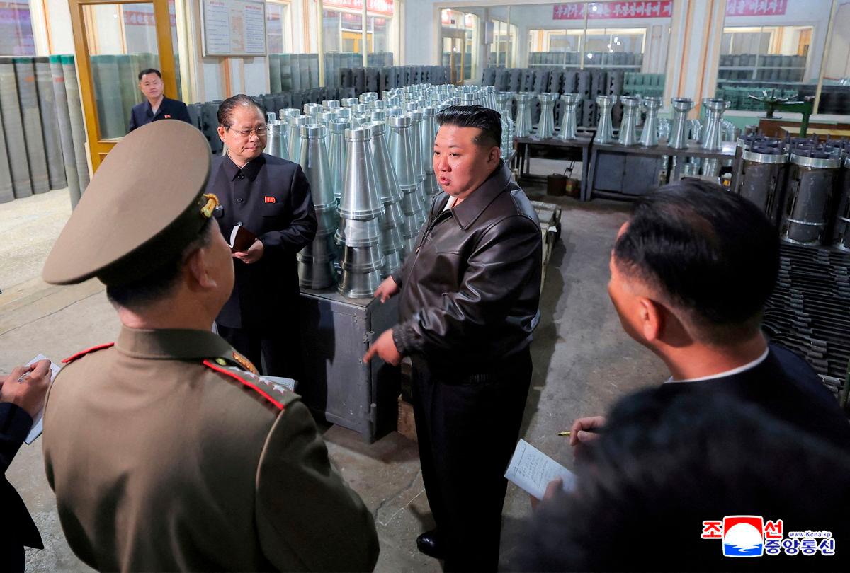 North Korea’s leader Kim Jong Un visits a factory that makes shells and machinery at an unspecified location in North Korea, in this image released May 7, 2025 by North Korea’s official Korean Central News Agency. REUTERSpix