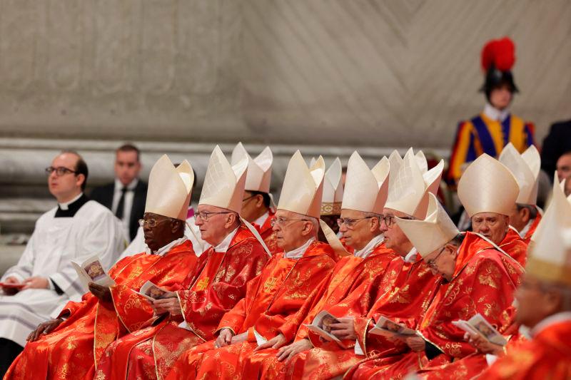 Members of the clergy gather, on the day the Dean of the College of Cardinals, Cardinal Giovanni Battista Re presides over the Holy Mass, celebrated for the election of the new pope, in St. Peter’s Basilica, at the Vatican, May 7, 2025. REUTERSpix