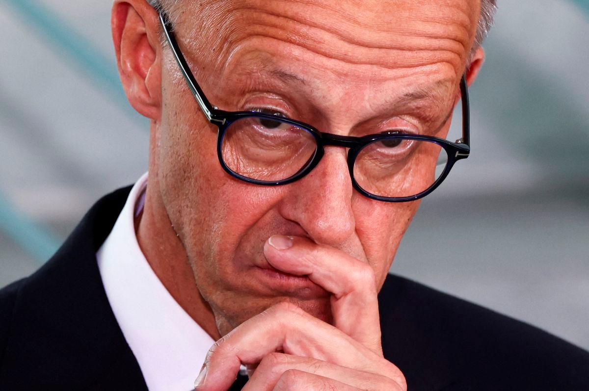 German Chancellor Friedrich Merz looks on as he opens a multilateral youth camp “Youth4Peace” in Berlin, Germany, May 8, 2025. REUTERSpix