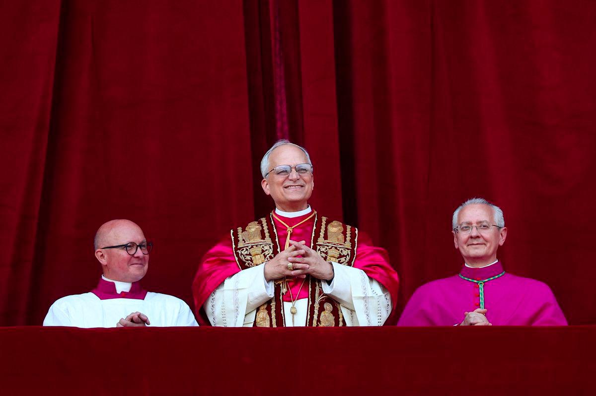 Newly elected Pope Leo XIV, Cardinal Robert Prevost of the United States appears on the balcony of St. Peter's Basilica, at the Vatican, May 8, 2025. - REUTERSPIX