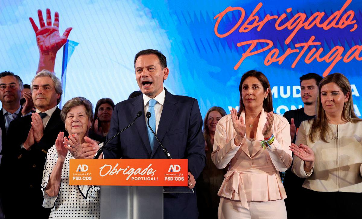 Portugal's Social Democratic Party (PSD) and Democratic Alliance (AD) leader Luis Montenegro speaks following the exit polls, at his electoral night headquarters, in Lisbon, Portugal, May 18, 2025. - REUTERSPIX