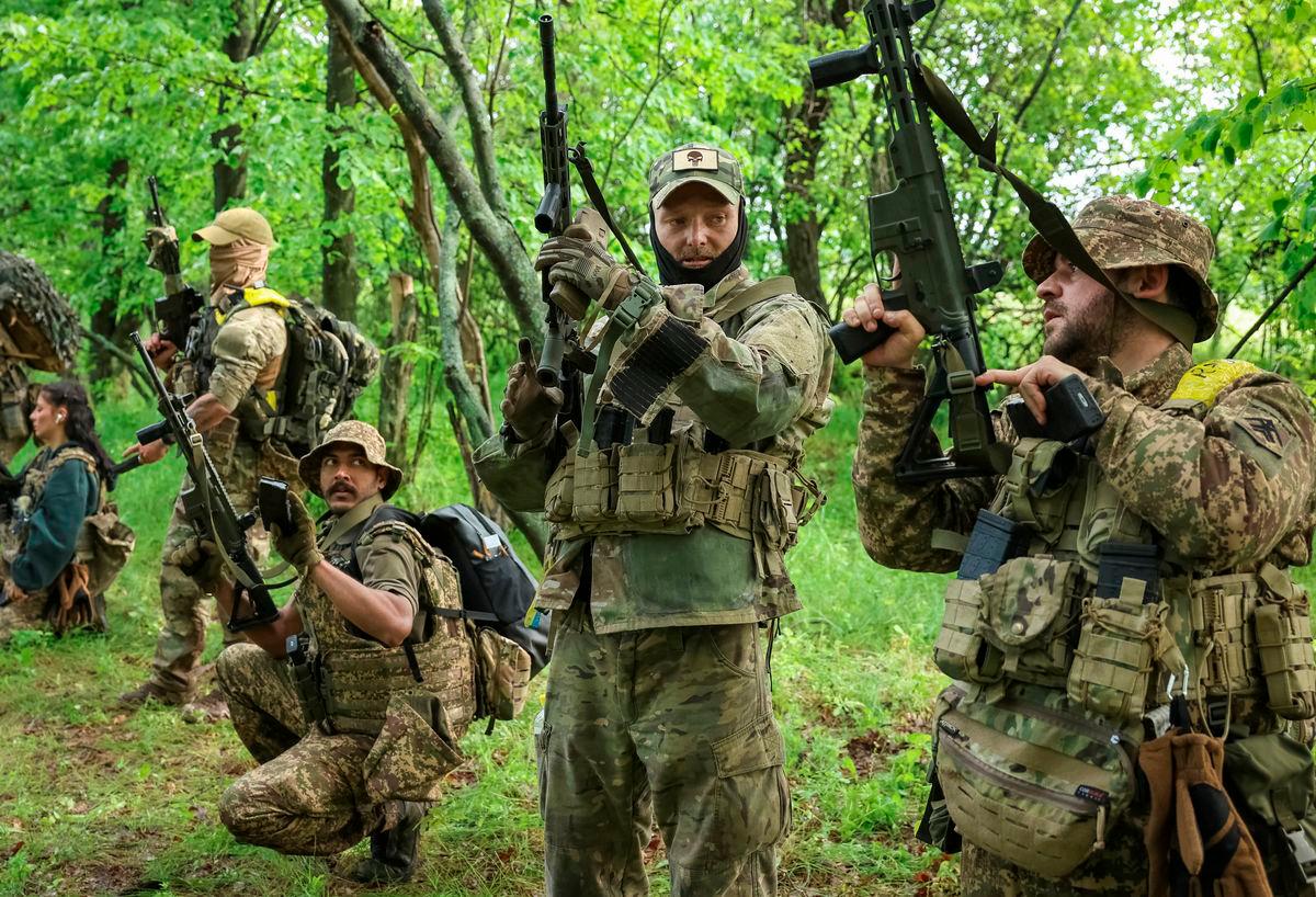 Foreign service members of 13th Operative Purpose Brigade ‘Khartiia’ of the National Guard of Ukraine attend an exercise, amid Russia’s attack on Ukraine, in Kharkiv region May 20, 2025. REUTERSpix