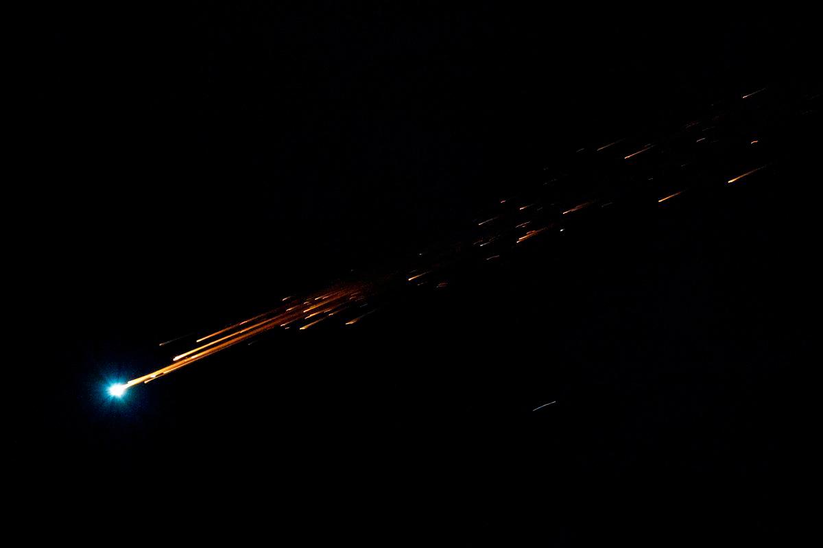 The interception of a missile, that the Israeli military said to have been fired from Yemen, is seen from the city of Ashkelon, Israel, May 22, 2025. REUTERSpix