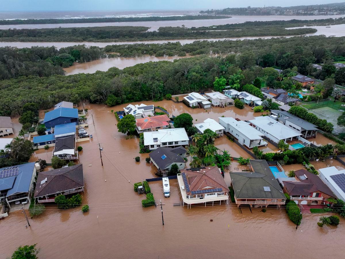 A drone view of flooding around Settlement Point Road, in Port Macquarie, New South Wales, Australia, May 22, 2025. REUTERSpix