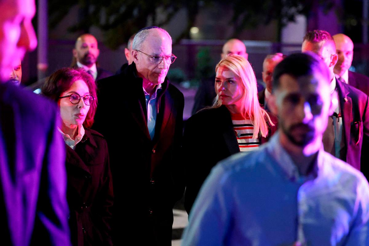 U.S. Attorney General Pam Bondi and Israeli Ambassador to the U.S. Yechiel Leiter visit the site where, according to the U.S. Homeland Security Secretary, two Israeli embassy staff were shot dead near the Capital Jewish Museum in Washington, D.C., U.S. May 22, 2025. REUTERSpix