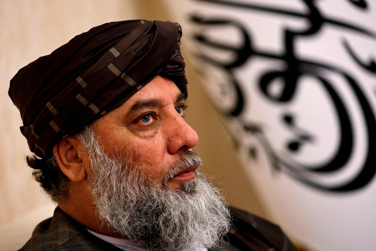 Taliban’s acting commerce minister Haji Nooruddin Azizi speaks during an interview with Reuters, at the Embassy of Afghanistan in Beijing, China October 19, 2023. - REUTERSpix
