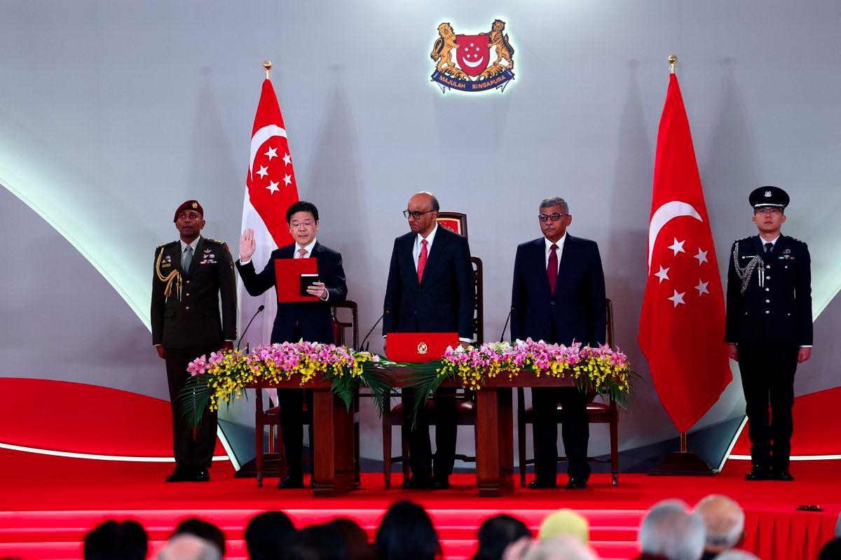 Lawrence Wong is sworn in as Singapore's Prime Minister during a swearing-in ceremony at the Istana, in Singapore, May 23, 2025. - REUTERSPIX