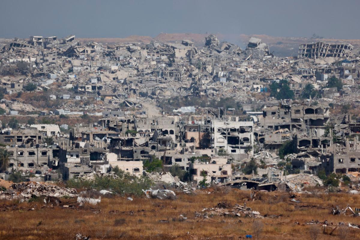 A view of destroyed buildings in Gaza, near the Israel-Gaza border, as seen from Israel, May 26, 2025. REUTERS/Amir Cohen