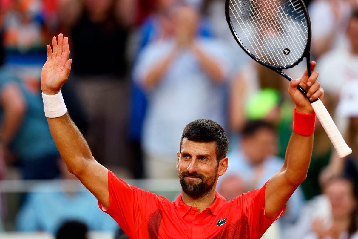 Serbia’s Novak Djokovic celebrates winning his second round match against France’s Corentin Moutet REUTERSpix