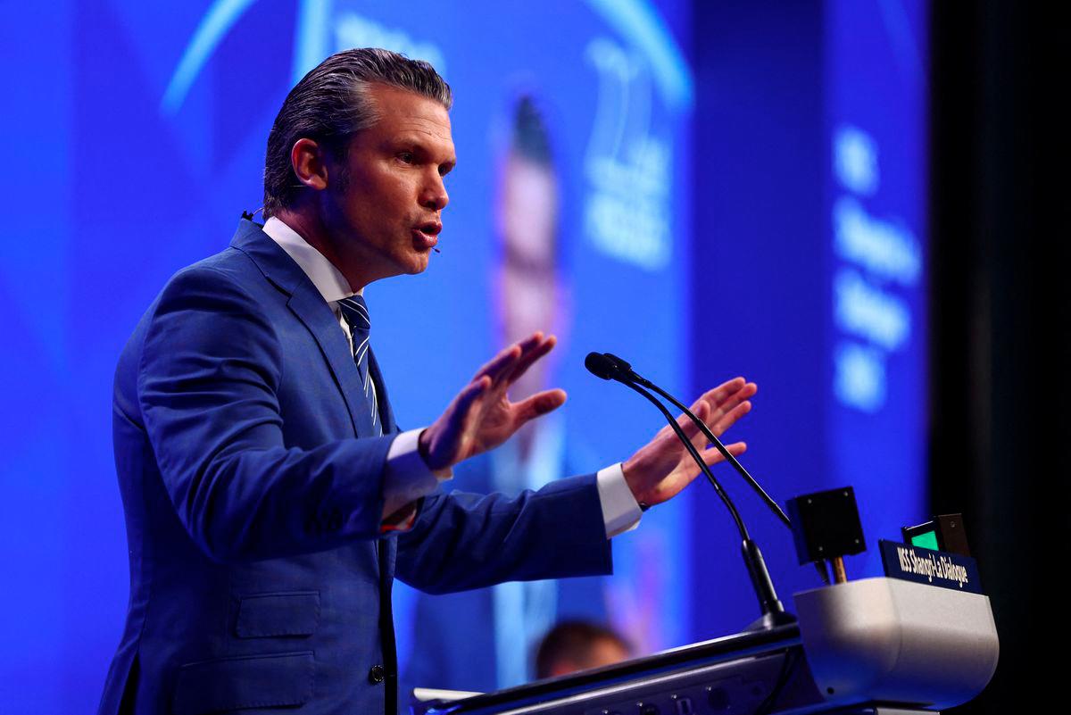 U.S. Defense Secretary Pete Hegseth speaks at the IISS Shangri-La Dialogue security summit in Singapore, May 31, 2025. - REUTERSPIX